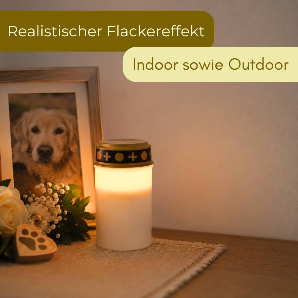 6er Grablichter LED Batteriebetrieben Set Grabkerzen LED für draußen Friedhofskerzen lange Leuchtdauer Gedenklichter Wetterfest Tiergedenken Flacker