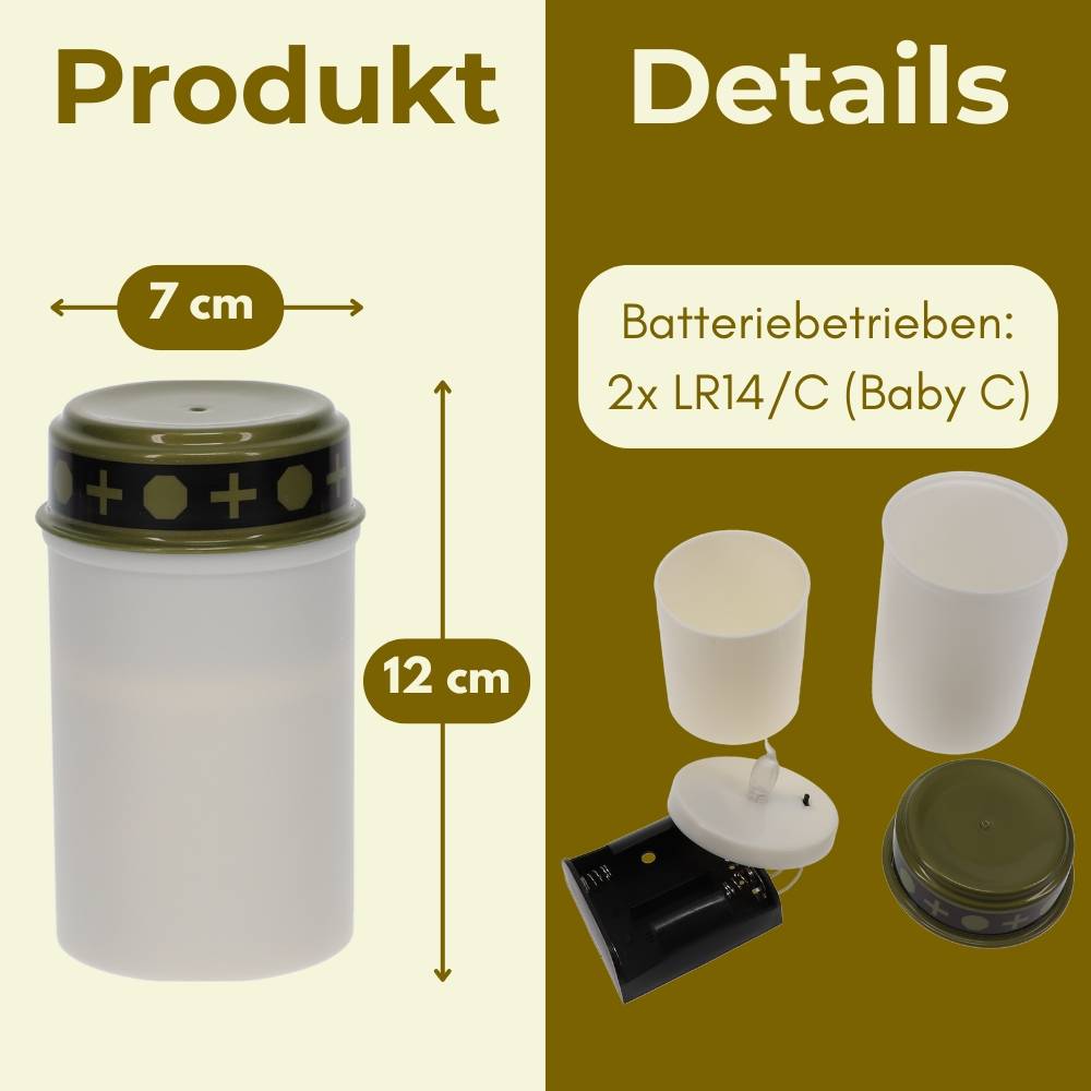 6er Grablichter LED Batteriebetrieben Set Grabkerzen LED für draußen Friedhofskerzen lange Leuchtdauer Gedenklichter Wetterfest Tiergedenken Flacker
