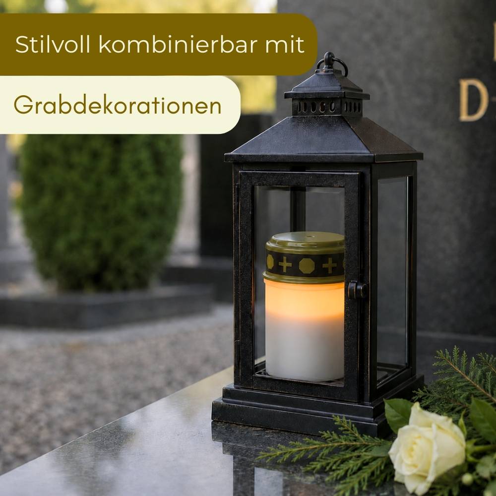 6er Grablichter LED Batteriebetrieben Set Grabkerzen LED für draußen Friedhofskerzen lange Leuchtdauer Gedenklichter Wetterfest Tiergedenken Flacker