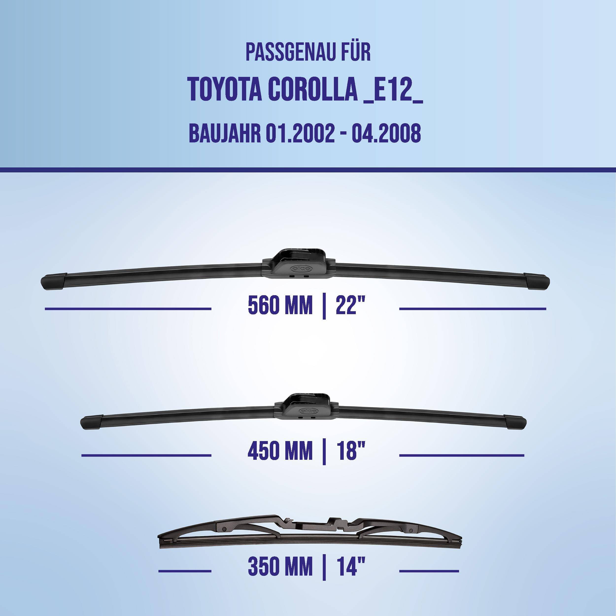 Scheibenwischer für Toyota Corolla E12 (2002-04/2008): 560 mm/22