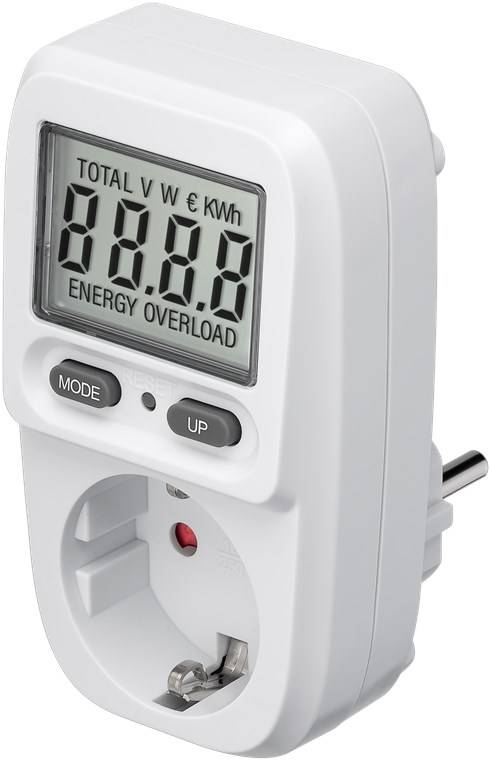 Goobay 64589 Digitales Energiekostenmessgerät Basic, weiß-Grau - zur Messung des Stromverbrauchs von elektrischen Haushaltsgeräten