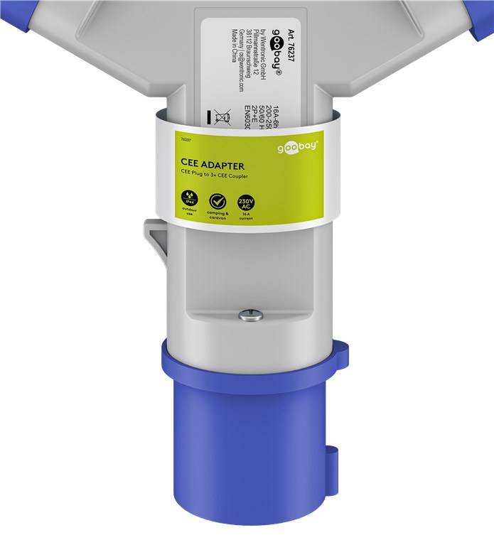 Goobay 76237 CEE-Y-Adapter, CEE-Stecker auf 3x CEE-Kupplung - Camping-Adapter für Außenbereiche, 16 A / 230 V