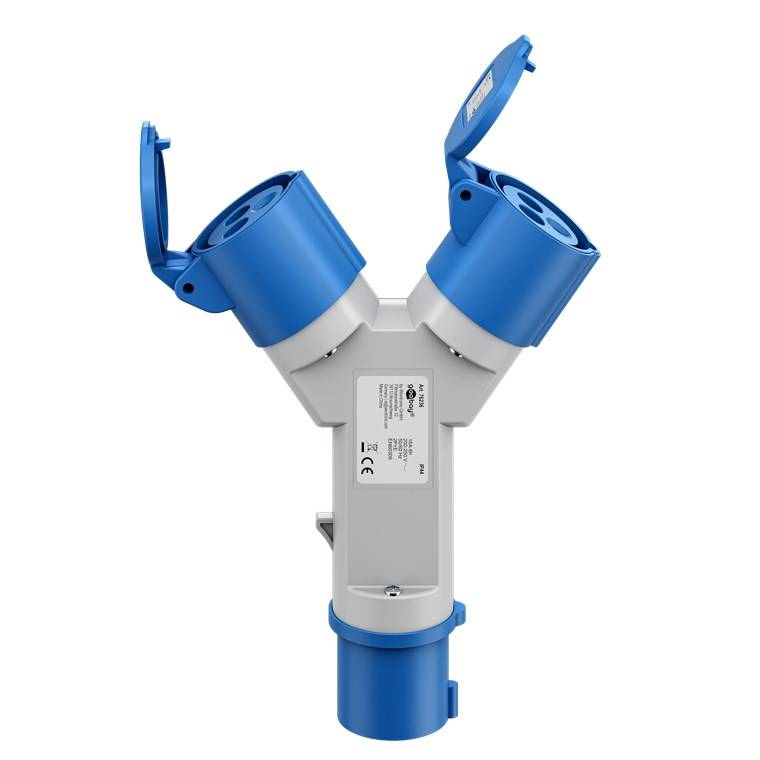 Goobay 76236 CEE-Y-Adapter, CEE-Stecker auf 2x CEE-Kupplung - Camping-Adapter für Außenbereiche, 16 A / 230 V