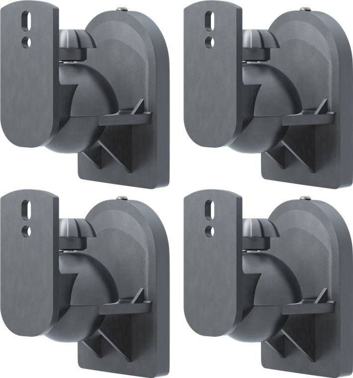 Goobay 49391 4er Basic Lautsprecher Wandhalterung universal, schwarz - Universal-Lautsprecherhalterung zur Wandmontage, (schwenk- und neigbar) für