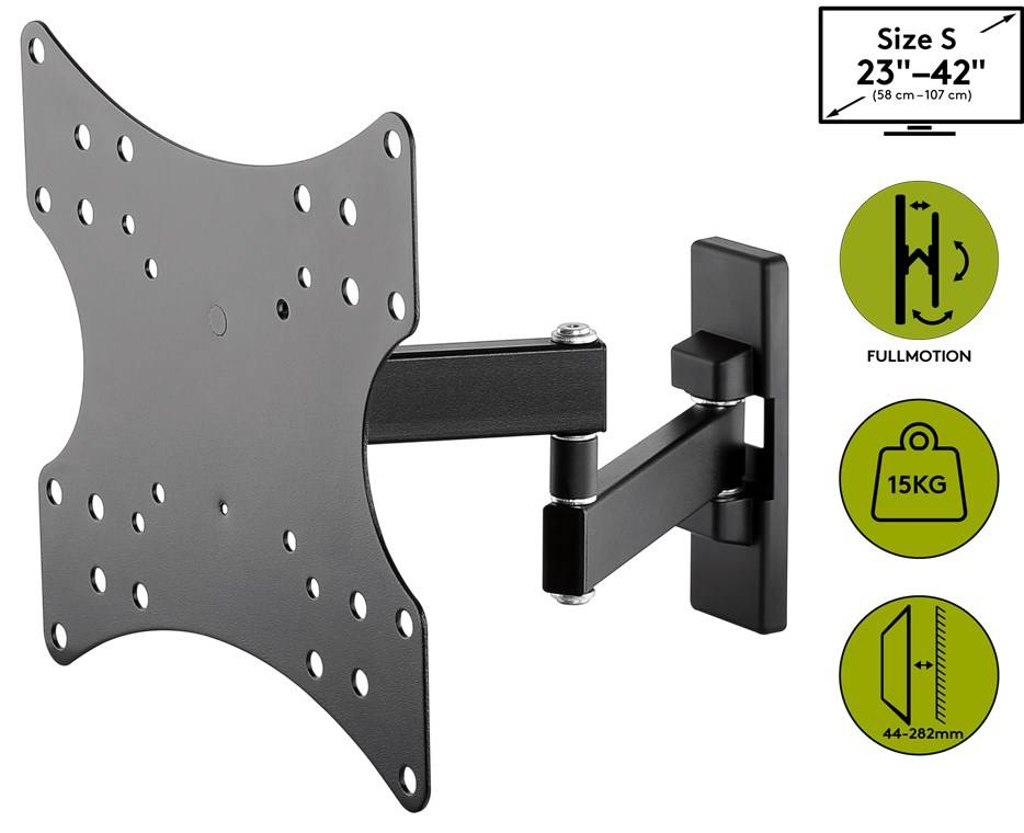 Goobay 49714 Basic TV-Wandhalterung Basic FULLMOTION (S), Schwarz - Halterung für Fernseher von 23 bis 42 Zoll (58-107cm), vollbewegliches