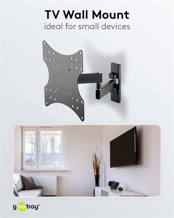 Goobay 49714 Basic TV-Wandhalterung Basic FULLMOTION (S), Schwarz - Halterung für Fernseher von 23 bis 42 Zoll (58-107cm), vollbewegliches