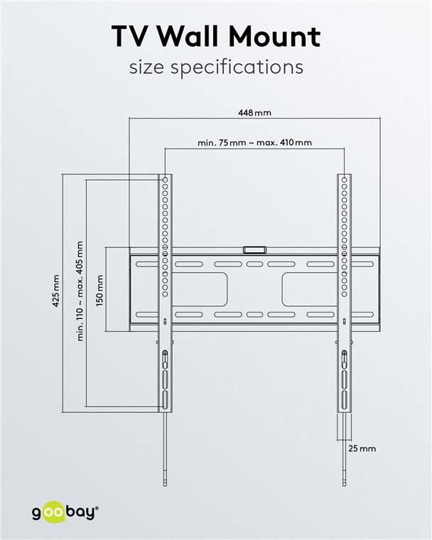 Goobay 49890 Pro TV-Wandhalterung Pro FIXED (M), Schwarz - Halterung für Fernseher von 32 bis 55 Zoll (81-140 cm) bis 50 kg