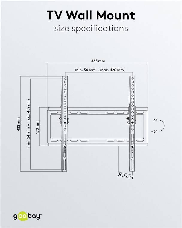 Goobay 49731 Basic TV-Wandhalterung Basic TILT (M), Schwarz - Halterung für Fernseher von 32 bis 55 Zoll (81-140 cm), neigbar bis 35 kg