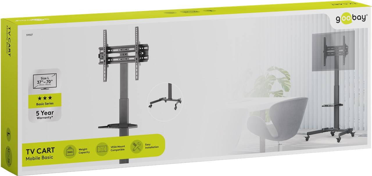 Goobay 59507 Basic TV-Präsentationsständer Basic (Größe L), schwarz - Halterung für Fernseher oder Monitore zwischen 37 und 70 Zoll (94-178 cm) b