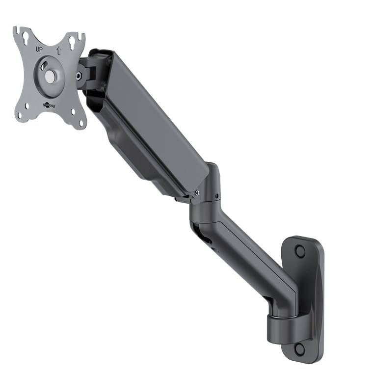 8x Goobay 70820 Basic Single-Monitor-Wandhalterung mit mechanischer Feder, schwarz - für Monitore von 17 bis 32 Zoll (43 - 81 cm), max. 9 kg, zur