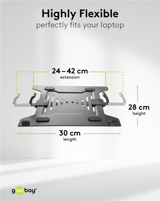 3x Goobay 70815 Basic Monitorhalterung mit Laptop-Arm Flex, schwarz - Workstation für Monitore von 13 bis 32 Zoll (33 - 81 cm) plus einen Laptop