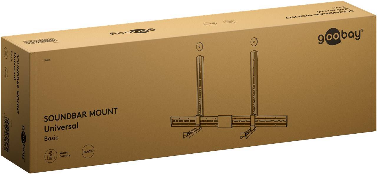 8x Goobay 70828 Basic Soundbar-Halterung für TV-Geräte Universal, schwarz - sichere, dezente Halterung mit gepolsterten Füßen für alle gängigen