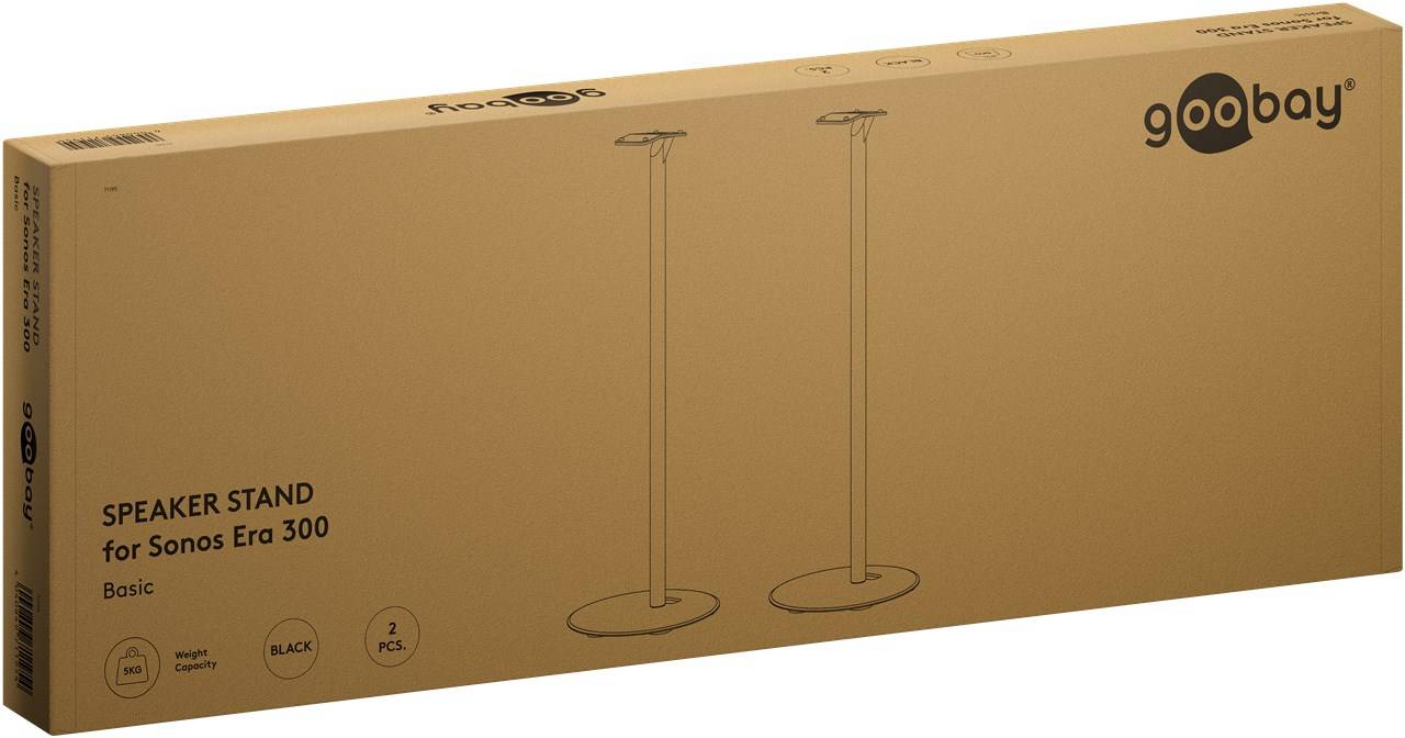 3x Goobay 71195 Basic Lautsprecherständer Modern Era 3 Base, schwarz - 2 Stück, kompatibel mit dem Sonos Era 300, mit dem reduzierten Design perfekt