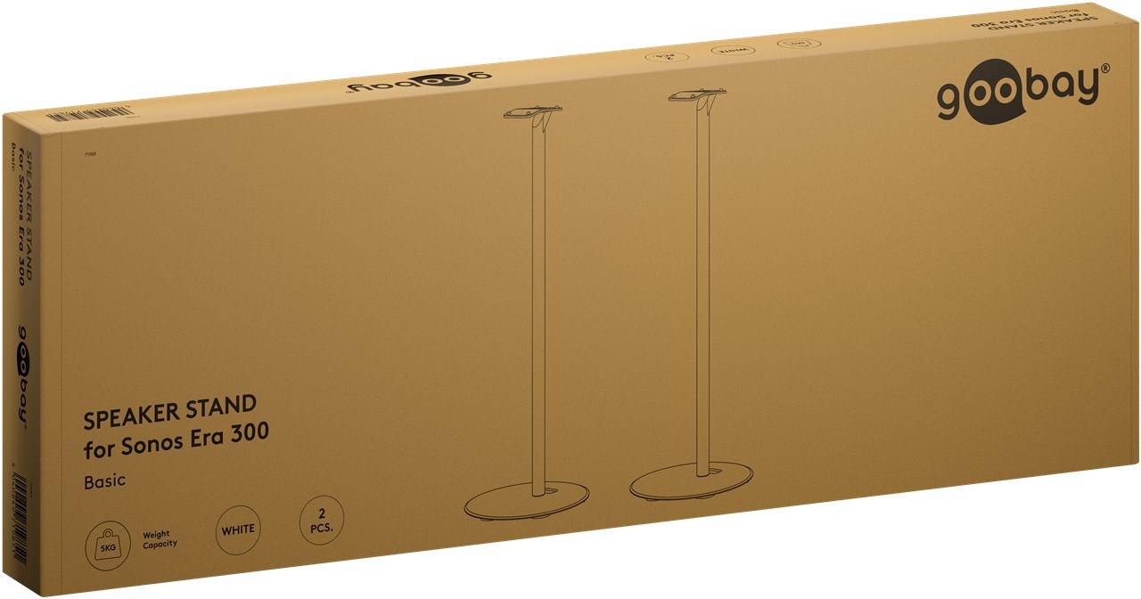 Goobay 71985 Basic Lautsprecherständer Modern Era 3 Base, weiß - 2 Stück, kompatibel mit dem Sonos Era 300, mit dem reduzierten Design perfekt auf