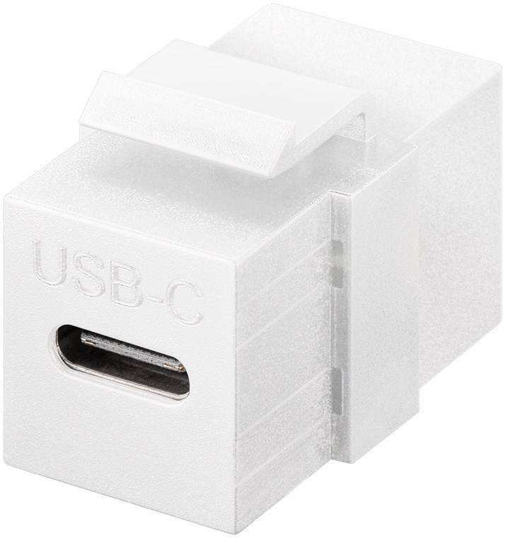 Goobay 61262 Keystone-Modul USB-C™-Verbinder, USB 3.2 Gen 2 (10 Gbit/s), weiß - USB-C™-Buchse > USB-C™-Buchse