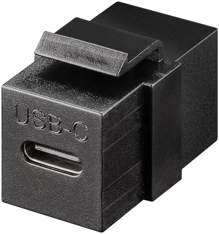 100x Goobay 61261 Keystone-Modul USB-C™-Verbinder, USB 3.2 Gen 2 (10 Gbit/s), schwarz - USB-C™-Buchse > USB-C™-Buchse