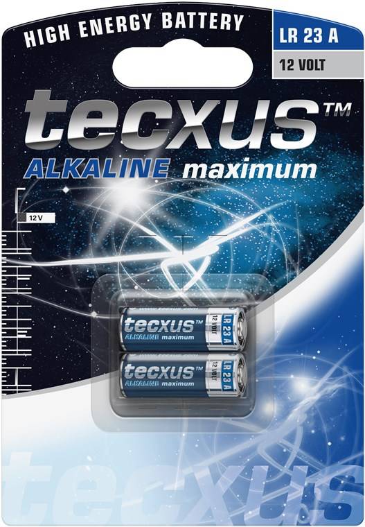 Tecxus 59580 Alkaline maximum LR23 Batterie, 2 Stk. im Blister, Blau-Silber - Alkali-Mangan Batterie (Alkaline), 12 V