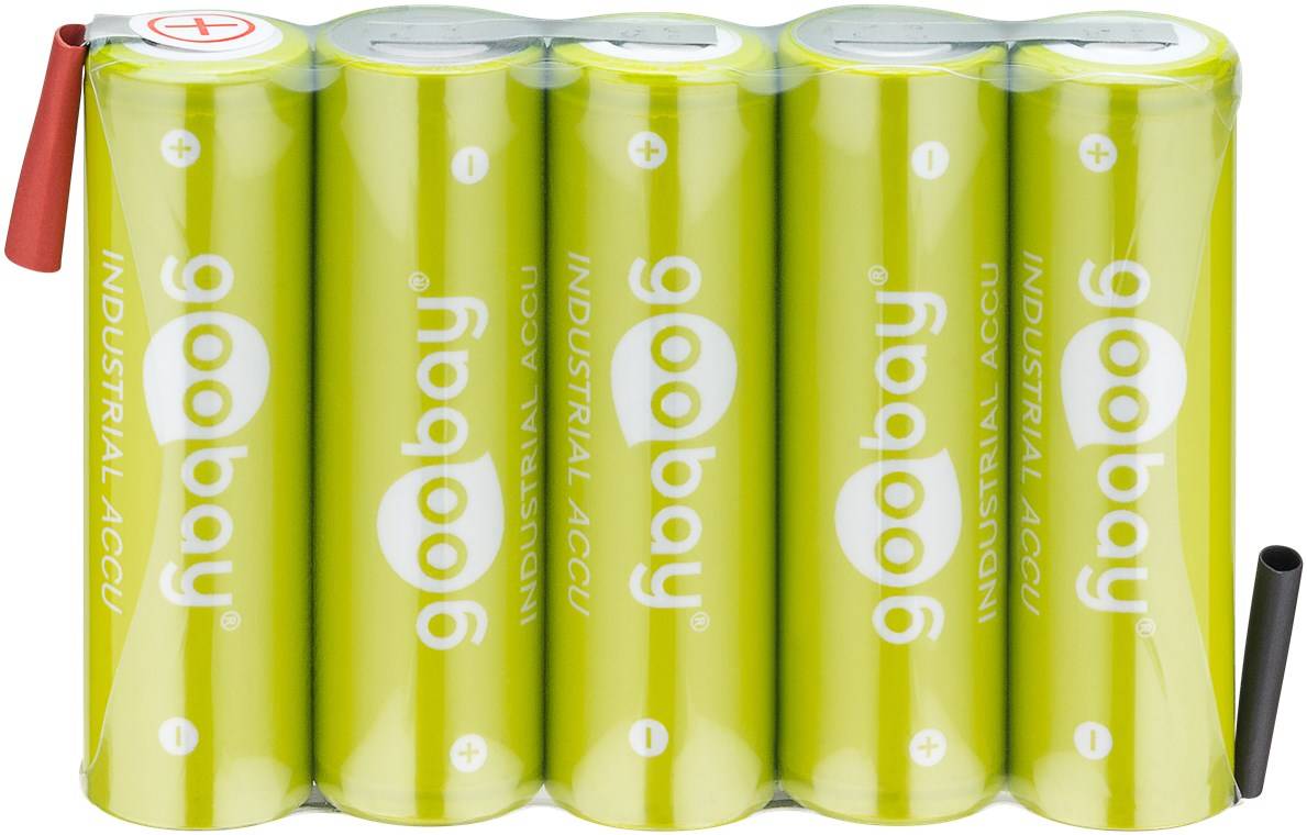 Goobay 55582 5x AA (Mignon) Akku - 2100 mAh, Grün - Lötfahne (Z), LSD-NiMH Akku (Ready-to-Use), 6 V