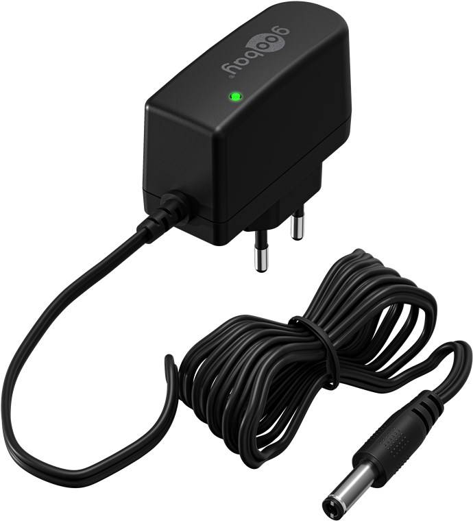 Goobay 64973 12-V-Netzteil (7,2 W / 0,6 A), schwarz, 1.8 m - mit DC-Stecker 5,5 mm x 2,1 mm