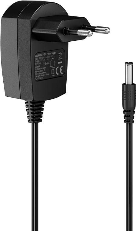 Goobay 64982 5-V-Netzteil (5 W / 1,0 A), schwarz, 1.8 m - mit DC-Stecker 5,5 mm x 2,1 mm
