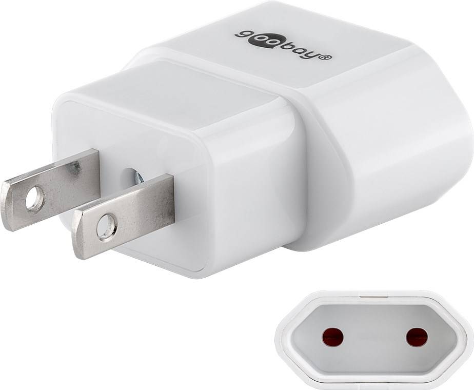 10x Goobay 45345 Reiseadapter Eurostecker auf USA/Japan, weiß - für Geräte aus Europa (Typ C) an Steckdosen in USA/Japan (Typ A)