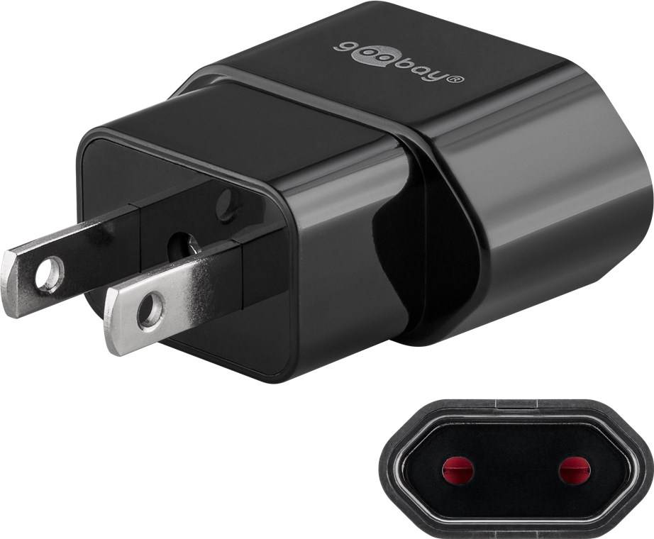 10x Goobay 45344 Reiseadapter Eurostecker auf USA/Japan, schwarz - für Geräte aus Europa (Typ C) an Steckdosen in USA/Japan (Typ A)