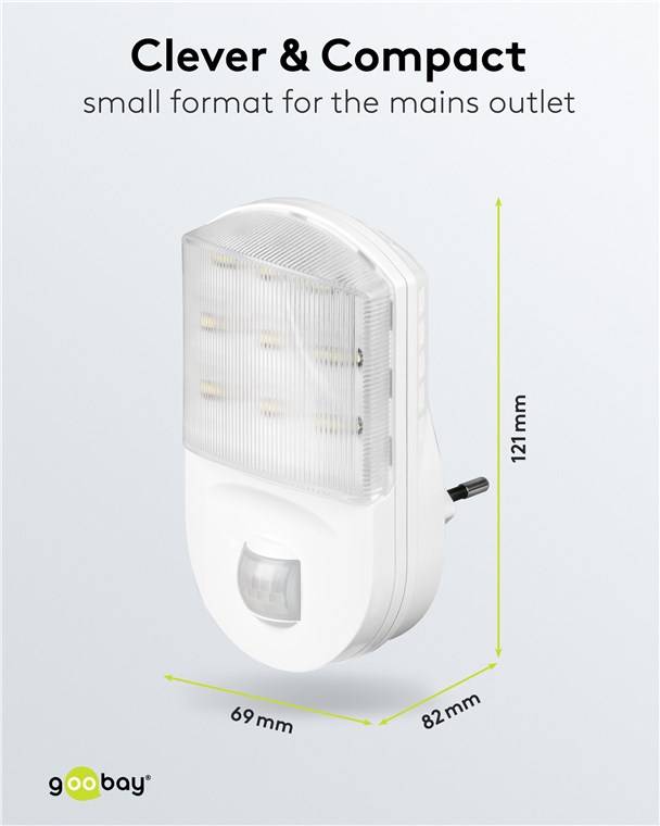 25x Goobay 96500 LED-Nachtlicht mit Bewegungsmelder, Weiß - kaltweiß (6500 K), 120°-Erfassung, 5 m Reichweite, für innen (IP20)