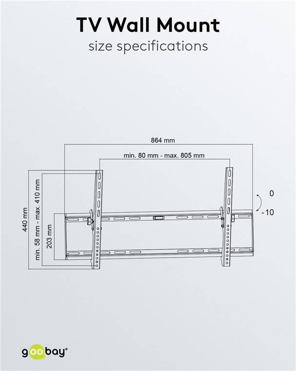 5x Goobay 49743 Basic TV-Wandhalterung Basic TILT (XL), Schwarz - Halterung für Fernseher von 43 bis 100 Zoll (109-254 cm), neigbar bis 75 kg