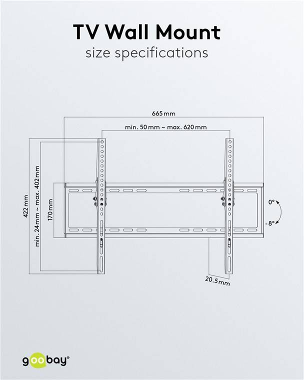 14x Goobay 49741 Basic TV-Wandhalterung Basic TILT (L), Schwarz - Halterung für Fernseher von 37 bis 70 Zoll (94-178 cm), neigbar bis 35 kg