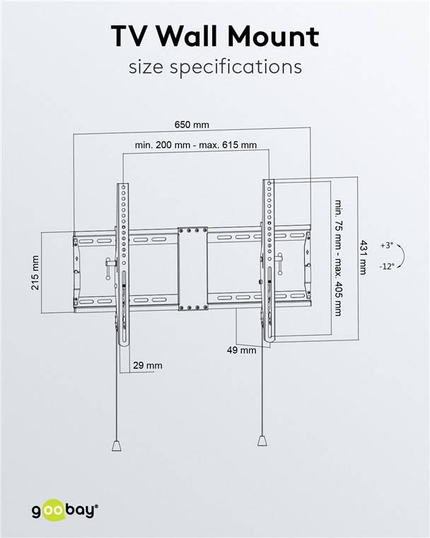 6x Goobay 49929 Pro TV-Wandhalterung Pro TILT (L), Schwarz - Halterung für Fernseher von 37 bis 70 Zoll (94-178 cm), neigbar bis 70 kg