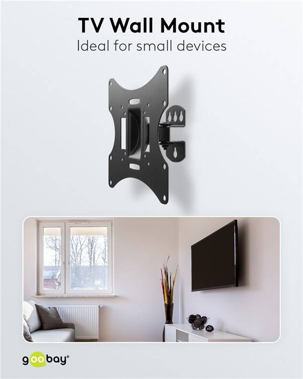 10x Goobay 51893 Basic TV-Wandhalterung Basic TILT (Größe S), Schwarz - Halterung für Fernseher und Monitore zwischen 23 und 42 Zoll (58-107 cm),