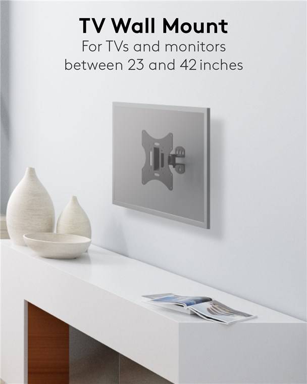 10x Goobay 51893 Basic TV-Wandhalterung Basic TILT (Größe S), Schwarz - Halterung für Fernseher und Monitore zwischen 23 und 42 Zoll (58-107 cm),