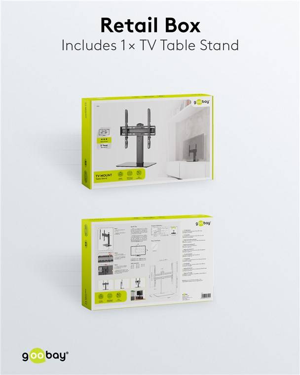 2x Goobay 58524 Basic TV-Standfuß Basic Fix, Schwarz - Halterung für Fernseher und Monitore zwischen 32 und 55 Zoll (81-140 cm), schwenkbar