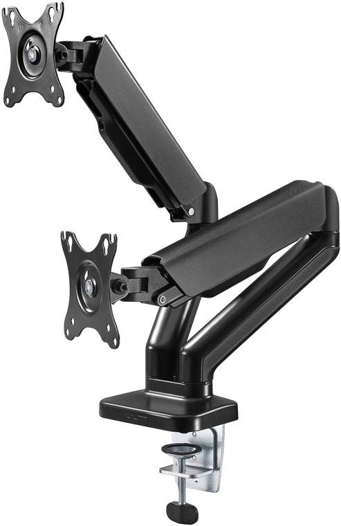 4x Goobay 58531 Basic Doppel-Monitorhalterung mit Gasdruckfeder, schwarz - für Curved- und Flachmonitore zwischen 17 und 32 Zoll (43-81 cm) bis