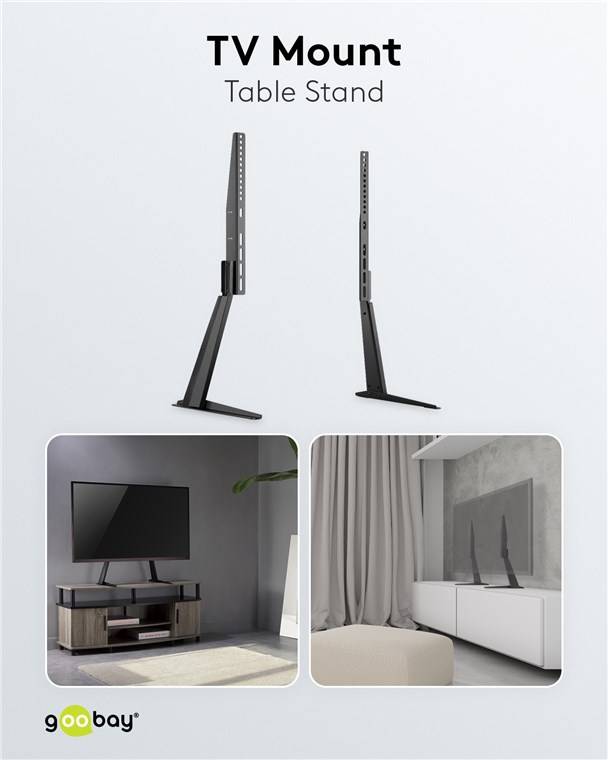 6x Goobay 58525 Basic TV-Standfüße, Schwarz - Halterung für Fernseher und Monitore zwischen 32 und 70 Zoll (81-178 cm) bis 50 kg, neigbar