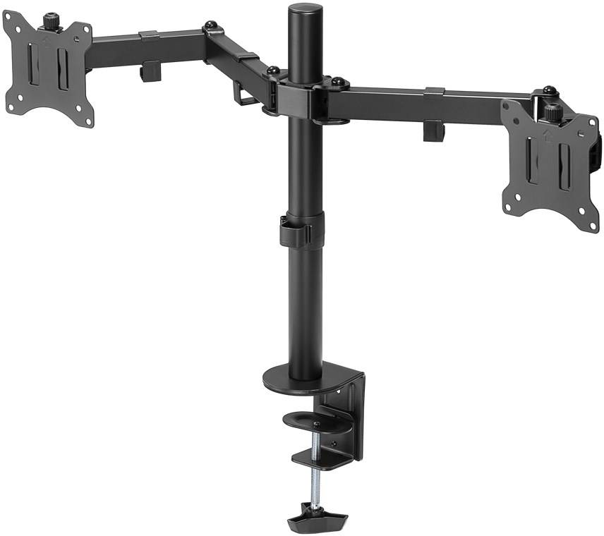 4x Goobay 58529 Basic Doppel-Monitorhalterung Flex, schwarz - für Curved- und Flachmonitore zwischen 17 und 32 Zoll (43-81 cm) bis jeweils 8 kg