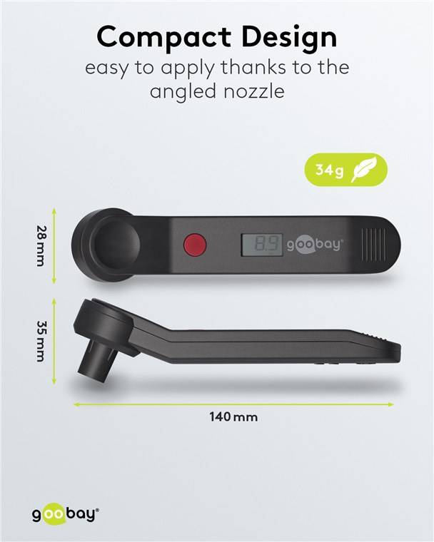 50x Goobay 59799 Digitaler Luftdruckprüfer, Schwarz - inkl. Batterie (1x CR2032 3 V Lithium)