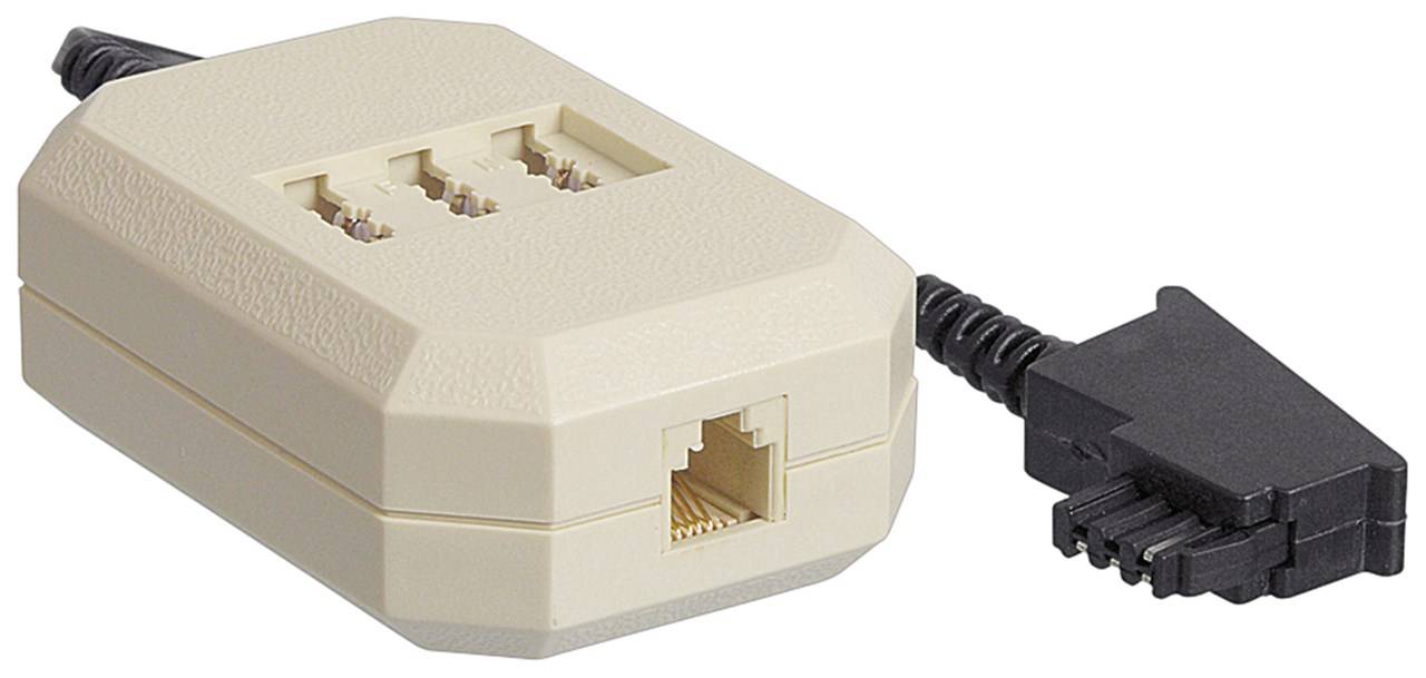 10x Goobay 50282 TAE-F-NFN-Verlängerungsbox, 0.2 m, Beige-Schwarz - Kupferkaschierter Aluminiumleiter (CCA), TAE-F-Stecker > 3x TAE N/F/N- Buchse