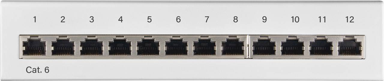 20x Goobay 62070 CAT 6 Mini/Desktop Patch Panel, 12 Port, (1 HE), Weiß - STP geschirmt