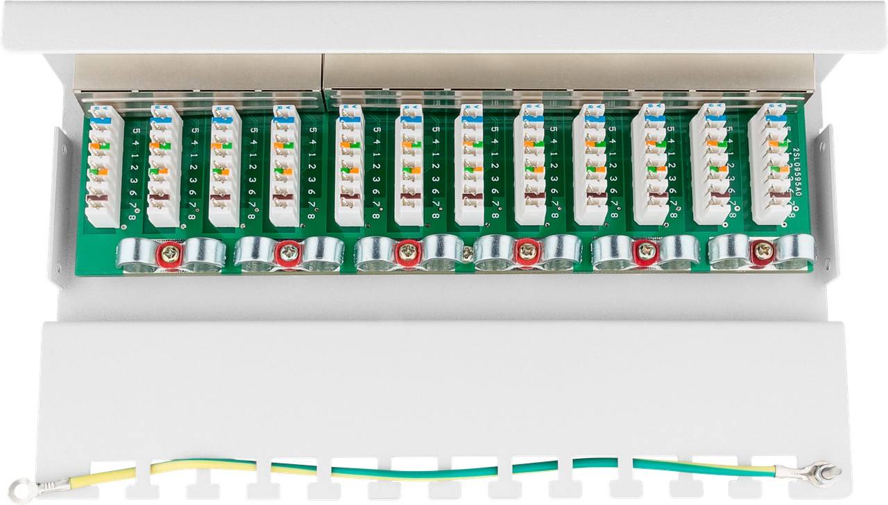 20x Goobay 62070 CAT 6 Mini/Desktop Patch Panel, 12 Port, (1 HE), Weiß - STP geschirmt
