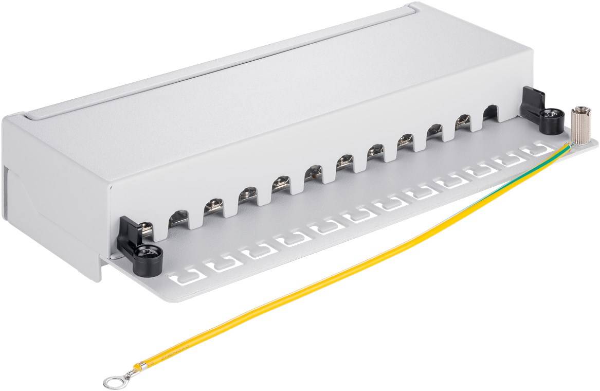 20x Goobay 69306 CAT 6 Mini/Desktop Patch Panel, 12 Port, (1 HE), Grau - STP geschirmt