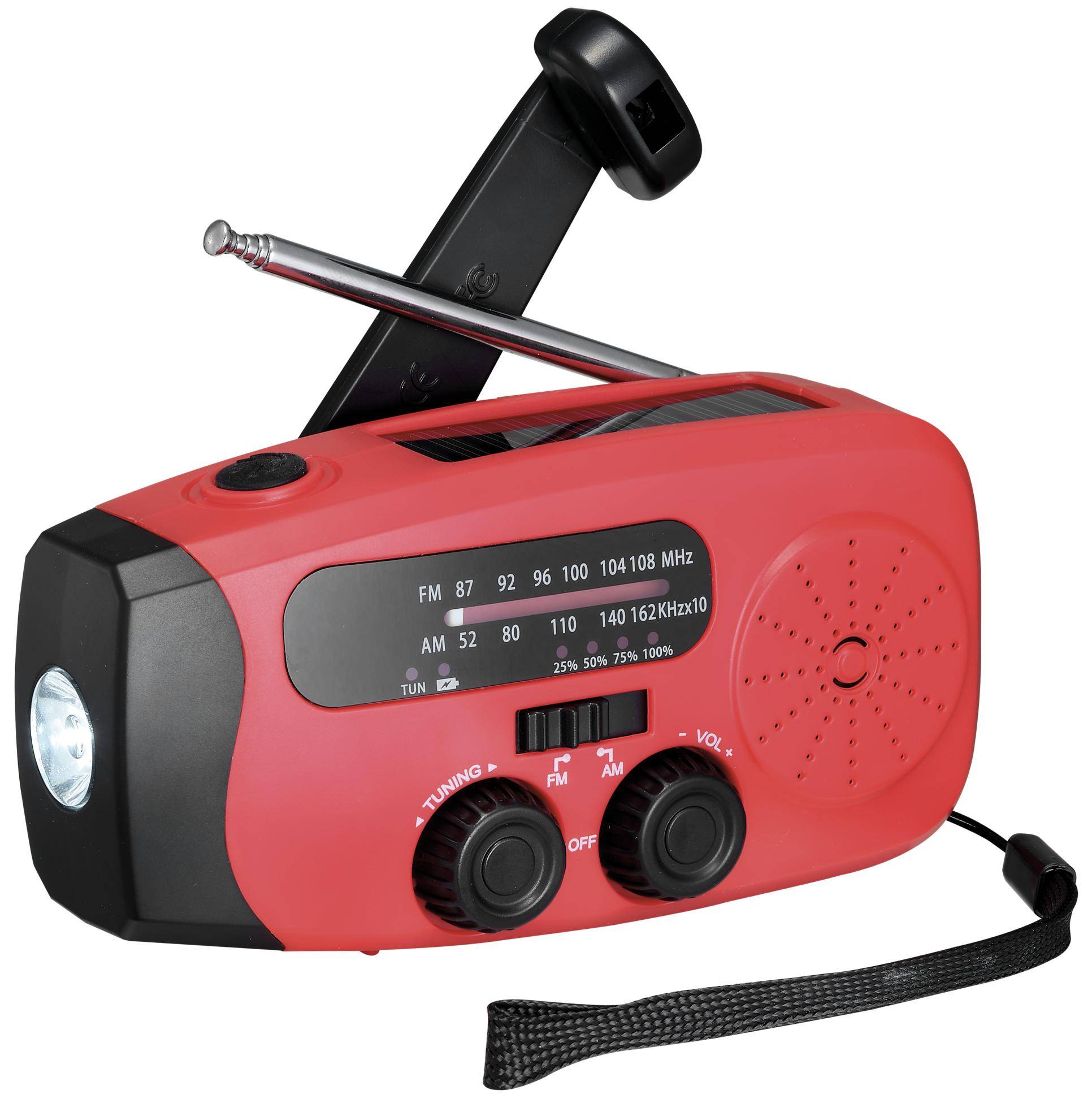 ETT Notfall-Solarradio NFS-2005 mit Kurbel, Akku, USB, LED-Taschenlampe, Powerbank, 2000mAh, 3,7V
