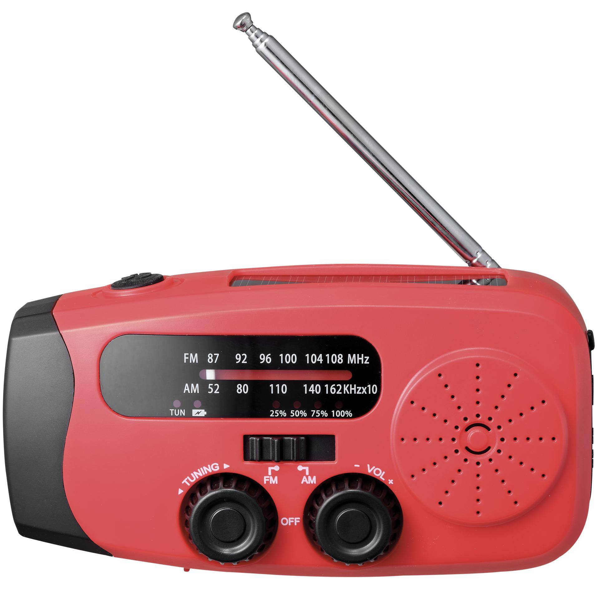 ETT Notfall-Solarradio NFS-2005 mit Kurbel, Akku, USB, LED-Taschenlampe, Powerbank, 2000mAh, 3,7V