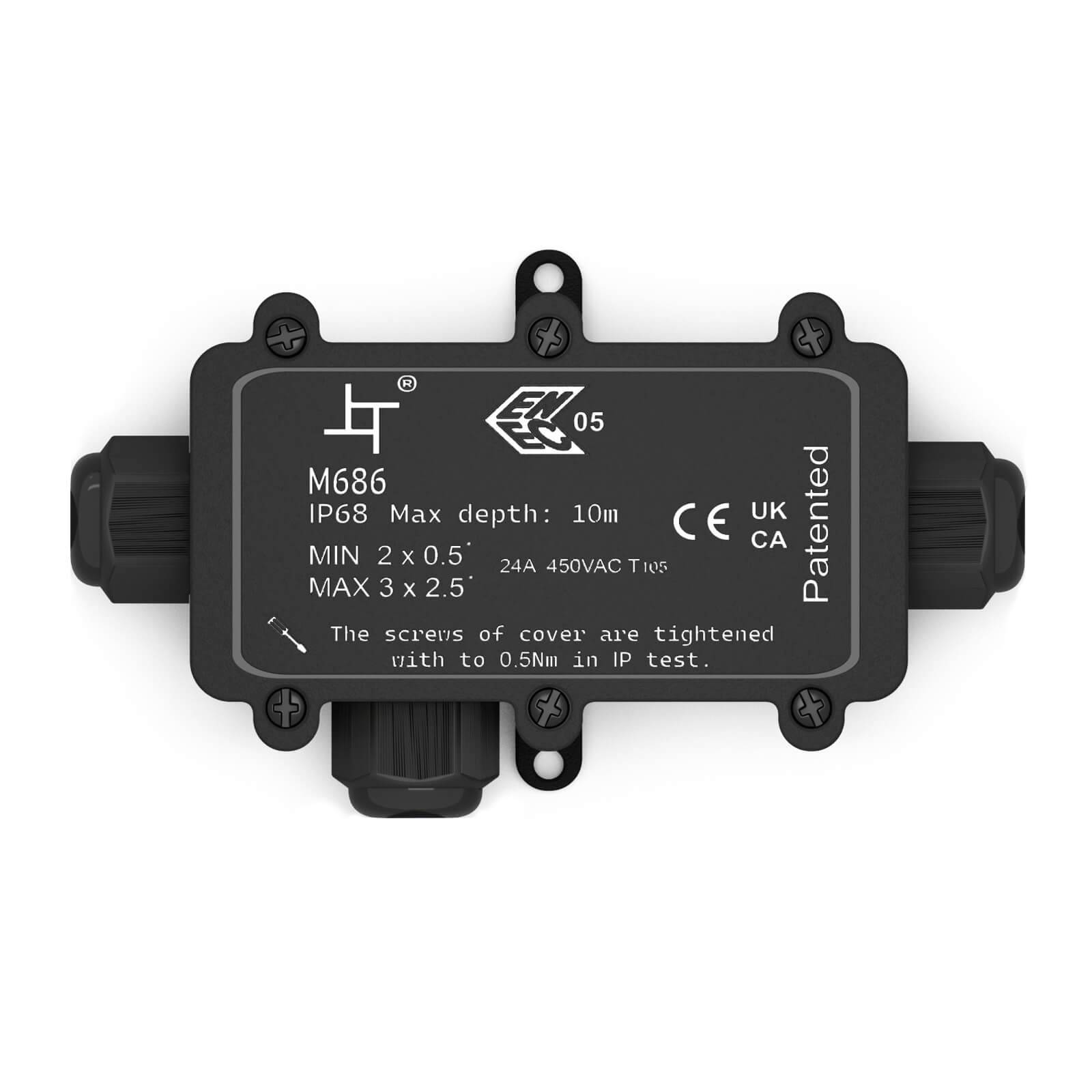 hb-digital Abzweigdose wasserdicht IP68 3 Wege Typ L Installationsdose
