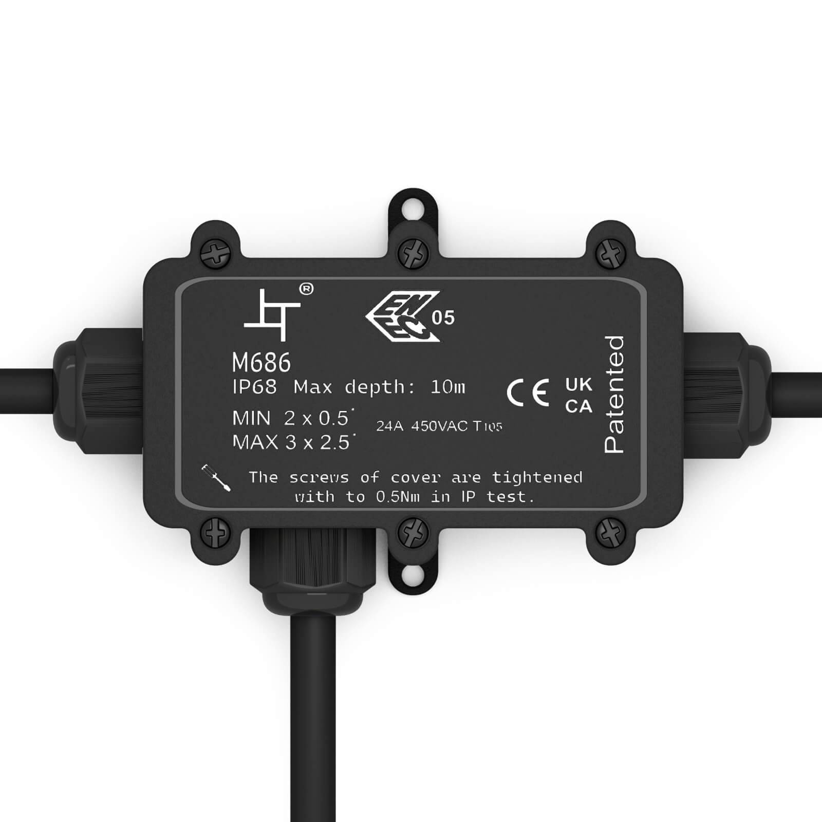 hb-digital Abzweigdose wasserdicht IP68 3 Wege Typ L Installationsdose