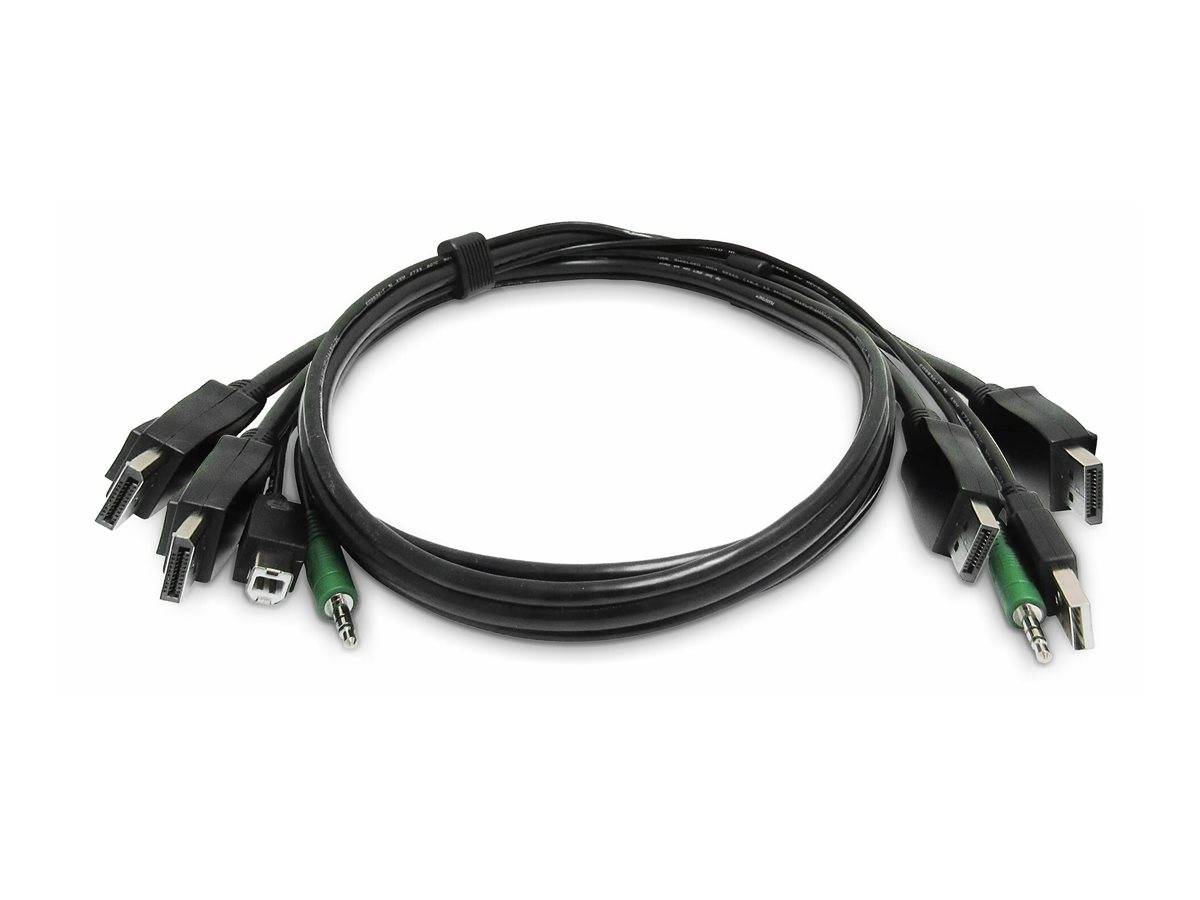 StarTech.com 1,8m Dual-DisplayPort KVM Kabel, USB 2.0, 3,5mm Audio, universell kompatibles Kombikabel für KVM Switch, TAA-konform, 1,8 m, USB, USB