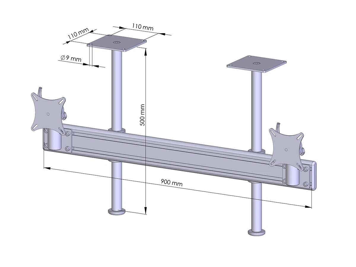 Flat-System Monitorhalter Decke für 2 Monitore 2er - 20''-24"