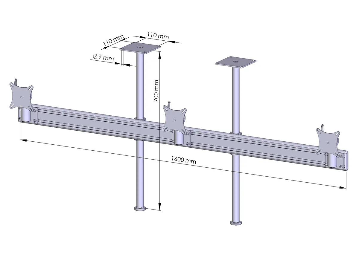 Flat-System Monitorhalter Decke für 3 Monitore 3er - 25''-32"