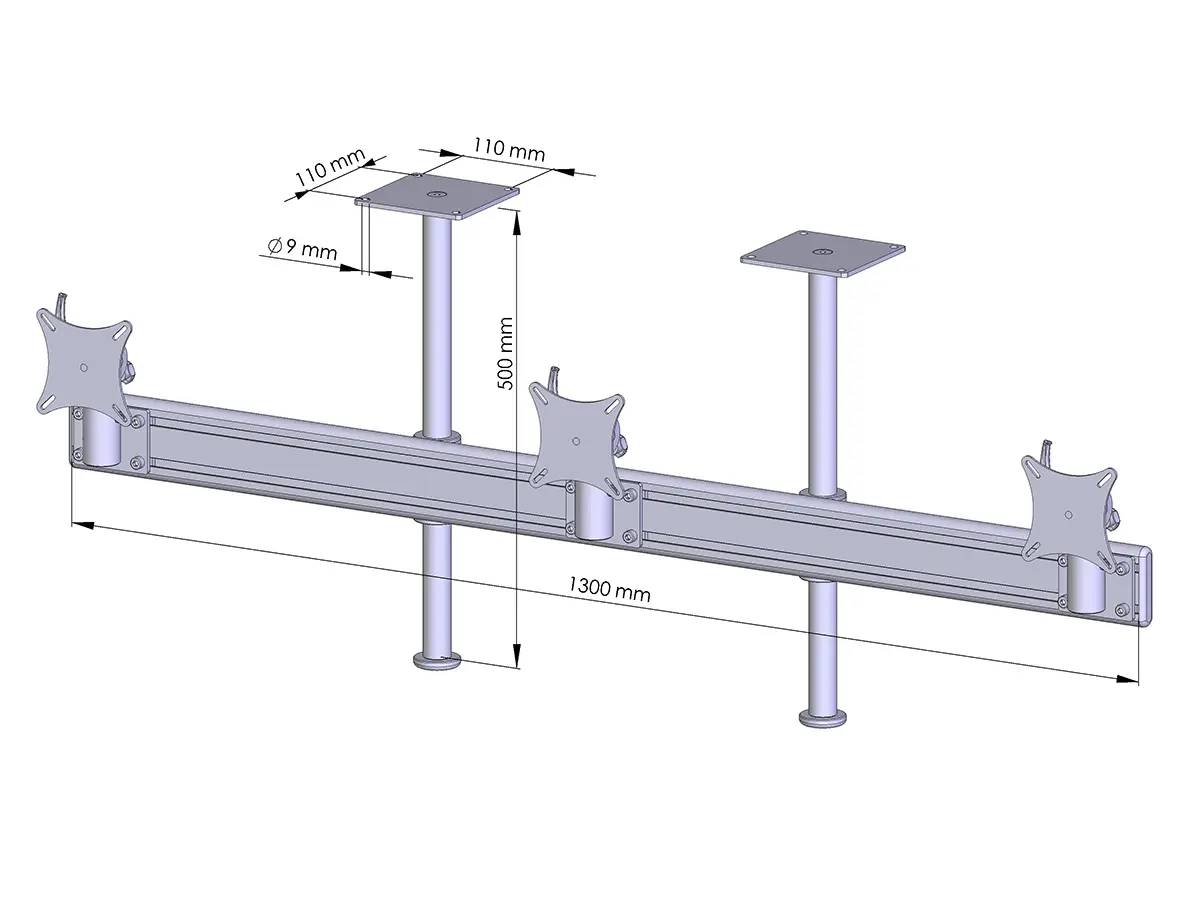 Flat-System Monitorhalter Decke für 3 Monitore 3er - 20''-24"