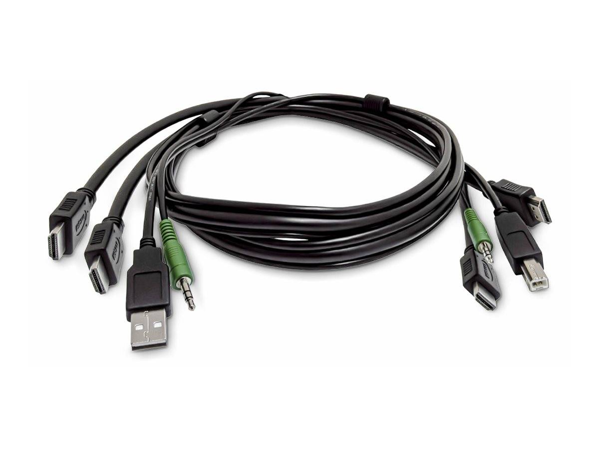 StarTech.com 1,8m Dual-HDMI KVM Kabel, USB 2.0, 3,5mm Audio, universell kompatibles Kombikabel für KVM Switch mit 2 Monitoren, TAA-konform, 1,8